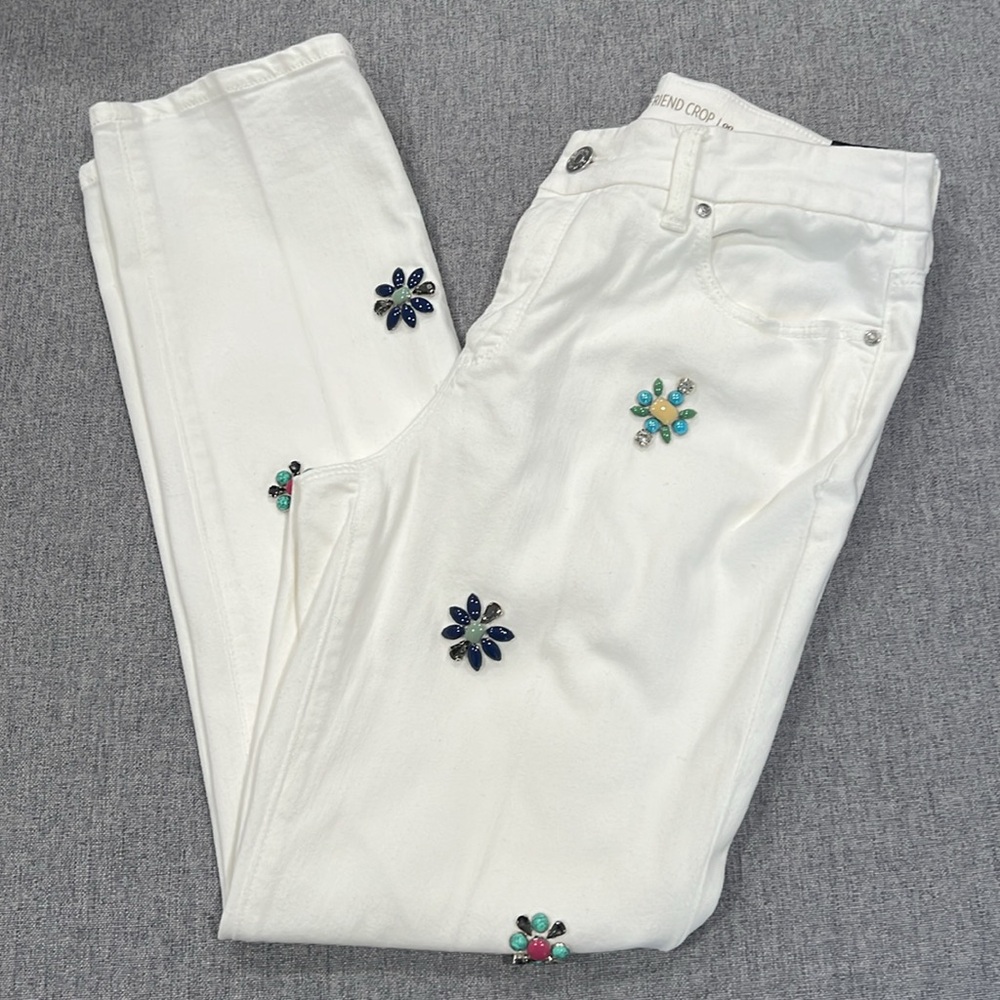 Chico's So Slimming Brooch Embellished Girlfriend Crop Pants 2 / XS - Picture 4 of 13